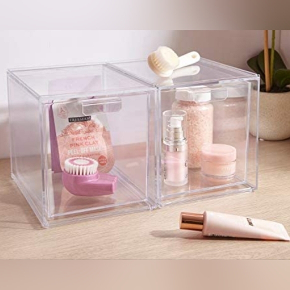 STORi Audrey Stackable Clear Plastic Organizer Drawers | 2 Piece Set | 6.75-Inch - Picture 2 of 7